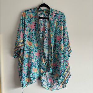 Floral Kimono in Blue and Pink